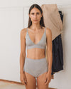 BASERANGE Bamboo fiber and cotton without steel ring wide brim bra series collection soft underwear France BAS-BRTR-BA-SU25-GREY MELANGE